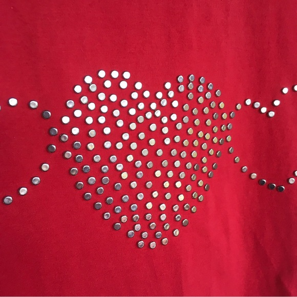 Vintage 80s Valentines Day Red Heart Dress Studded Hearts Bodycon mini dress - Picture 2 of 8